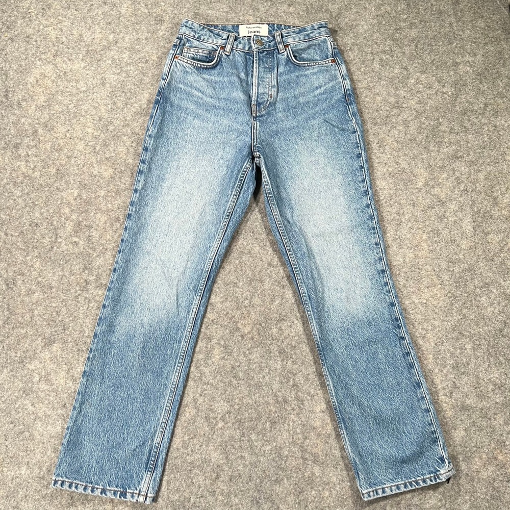 Reformation Jeans Womens 24 Blue Cynthia High Rise Straight Cropped Ankle Denim